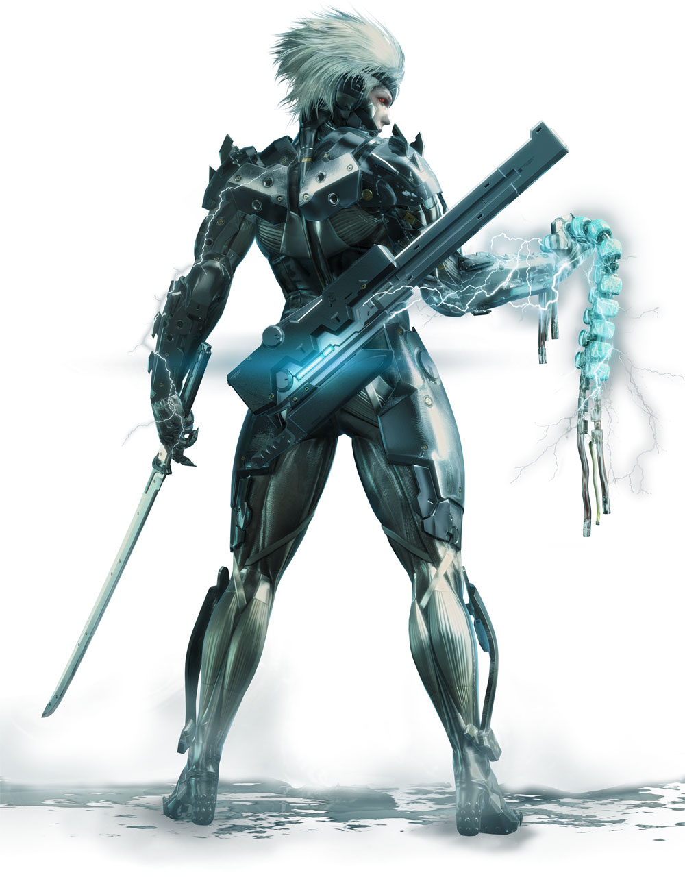 Raiden Holding Spine Art from Metal Gear Rising: Revengeance