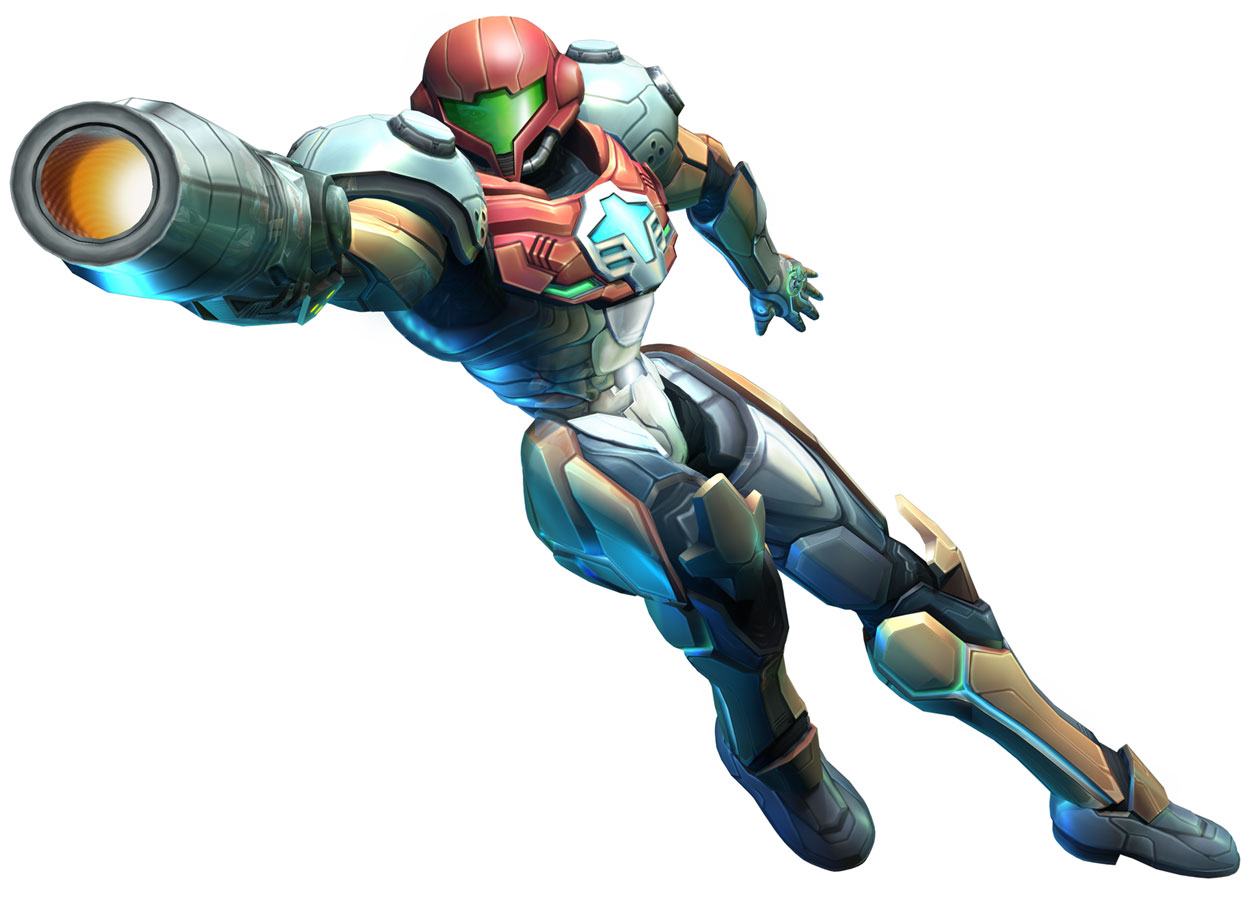 Samus PED Suit Action Pose Art from Metroid Prime 3: Corruption