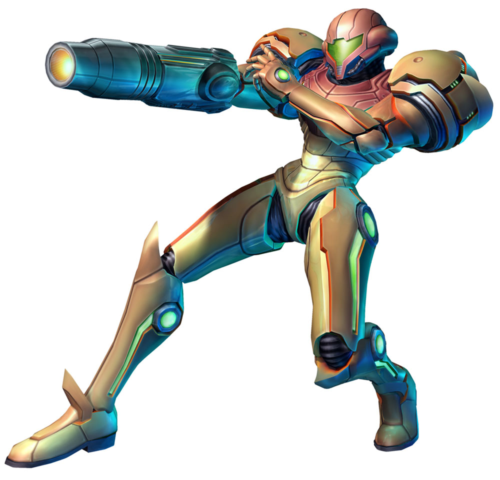 Samus Varia Suit Action Pose Art from Metroid Prime 3: Corruption
