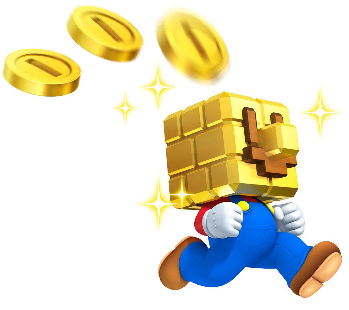 Gold Block Head Mario Art from New Super Mario Bros. 2
