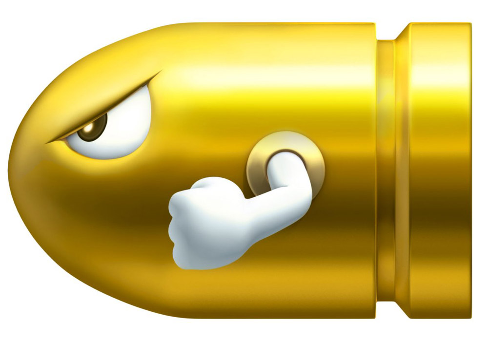 Gold Bullet Bill Art from New Super Mario Bros. 2