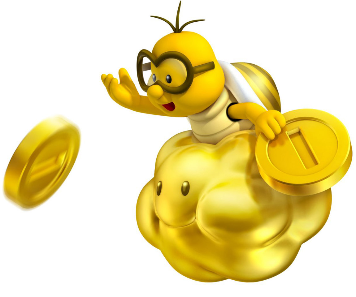 Gold Lakitu Art from New Super Mario Bros. 2