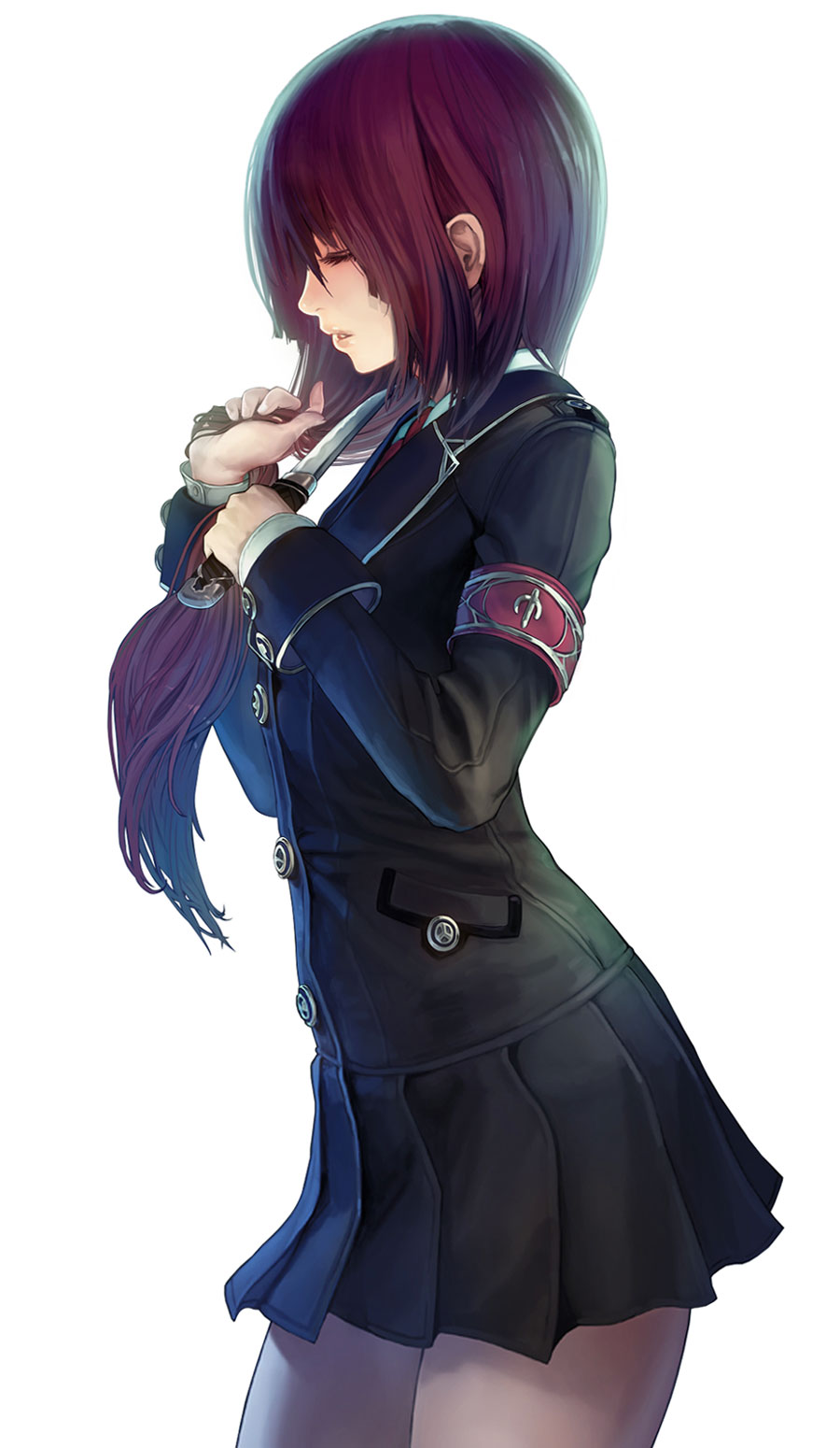 Botan Cutting Her Hair Art from Akai Katana