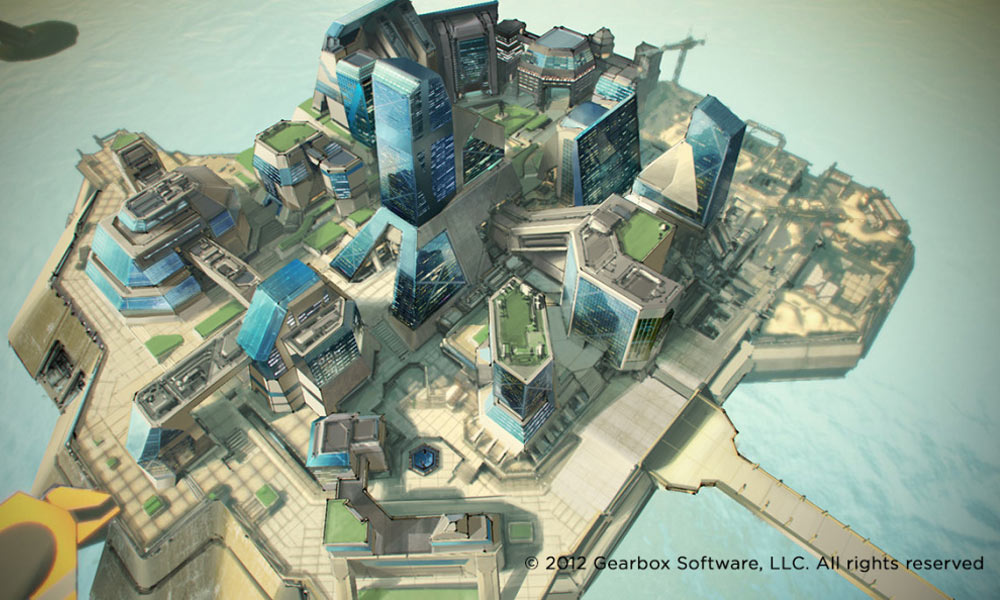 Hyperion City Overview Art from Borderlands 2