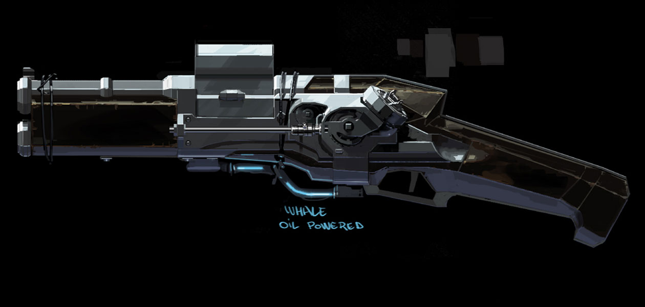 Whale Oil Powered Gun Art from Dishonored