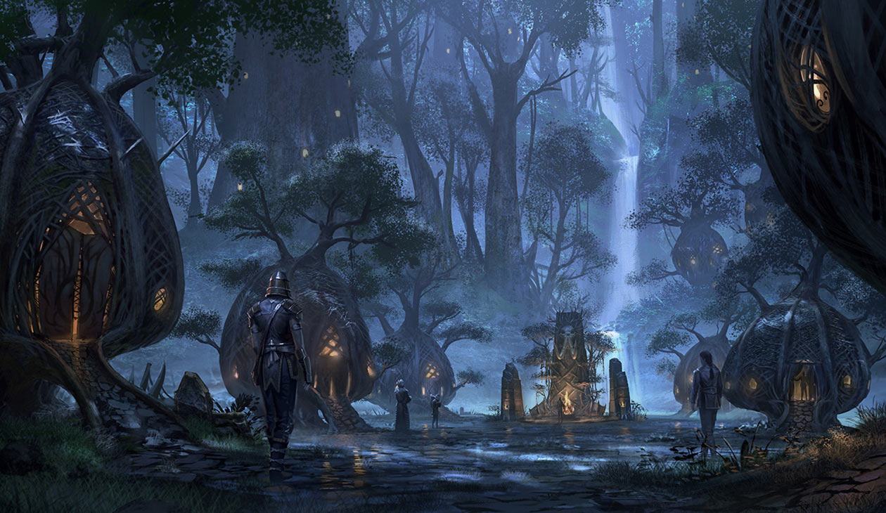 Bosmer Houses Art from The Elder Scrolls Online