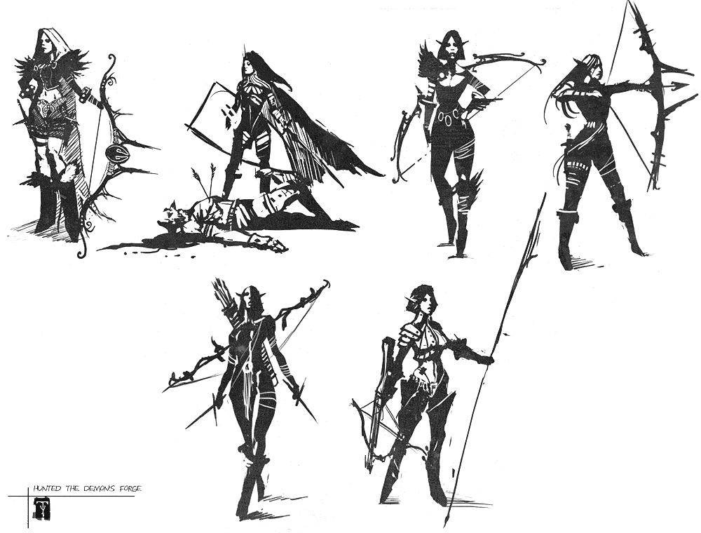 E'lara Sketches from Hunted: The Demon's Forge