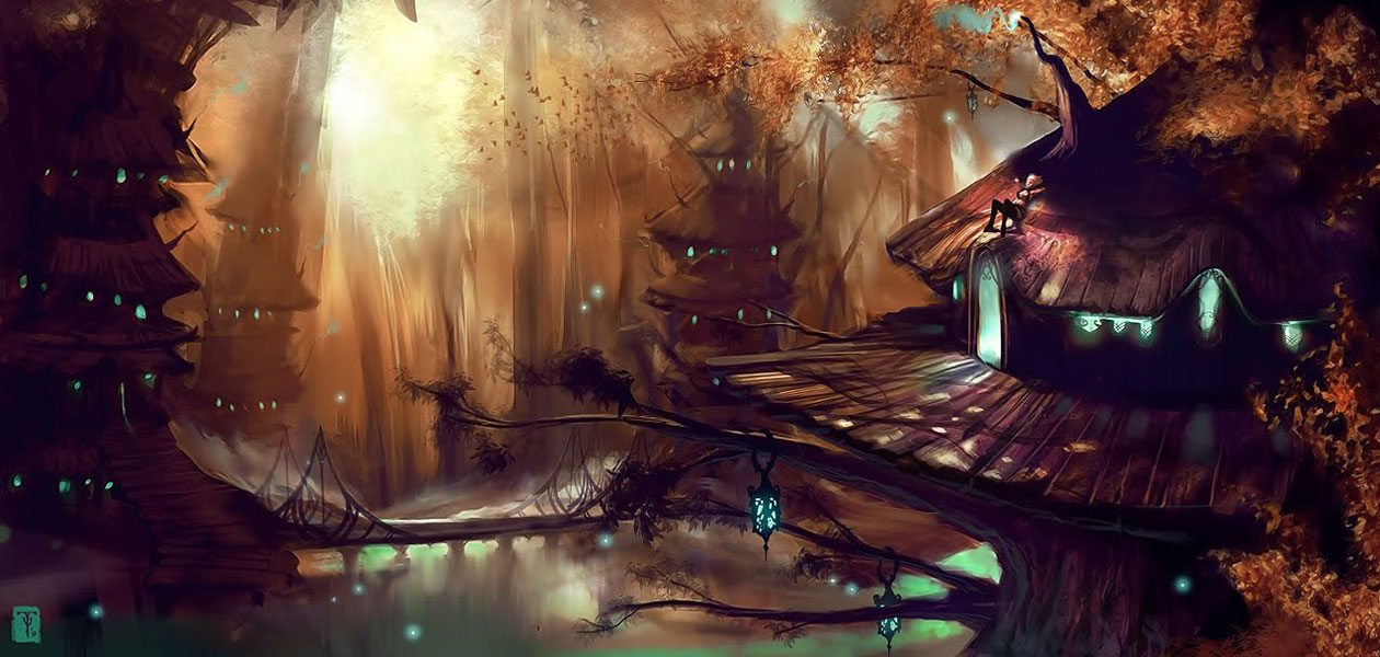 Elven Village Art from Hunted: The Demon's Forge