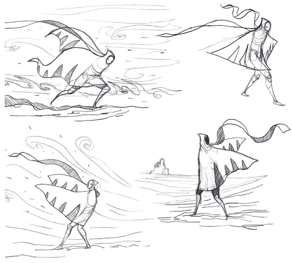 Cloaked Figure in Wind Art from Journey