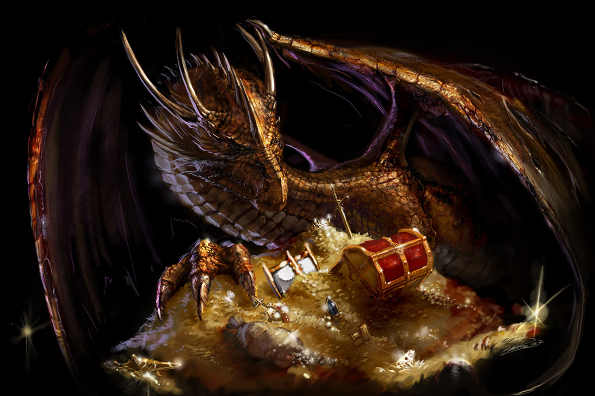 Dragon Guarding Treasure Art from Mortal Online