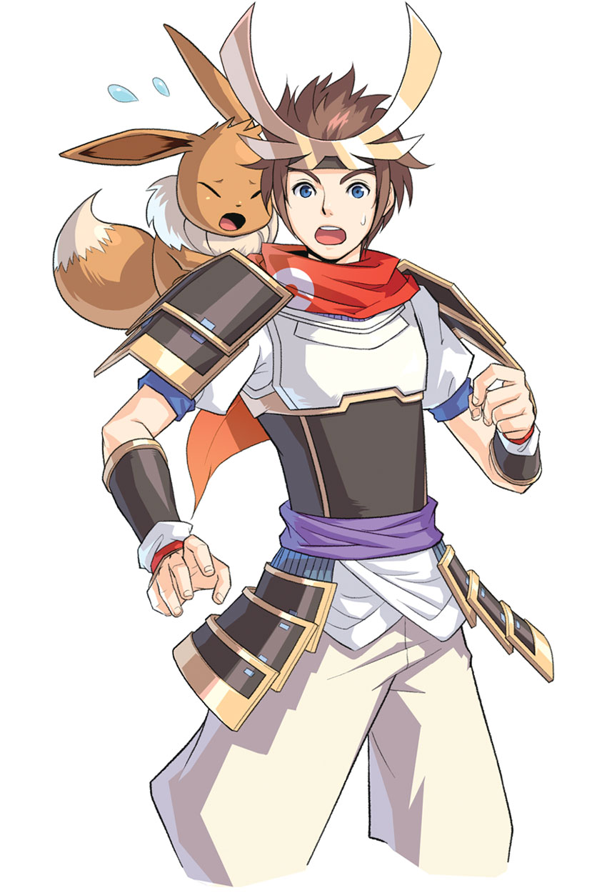 Hero & Eevee, Worried Art from Pokémon Conquest