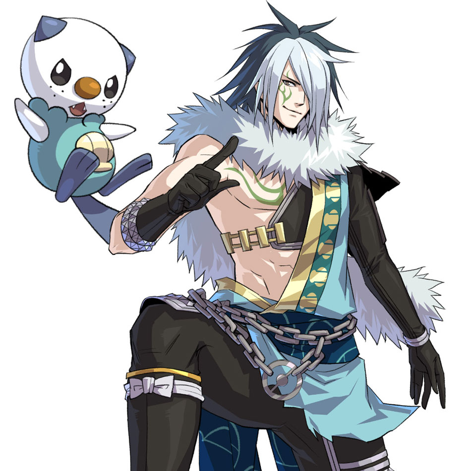 Motochika & Oshawott Art from Pokémon Conquest