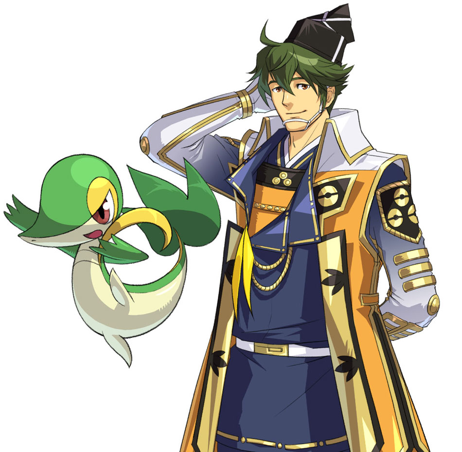 Motonari & Snivy Art from Pokémon Conquest