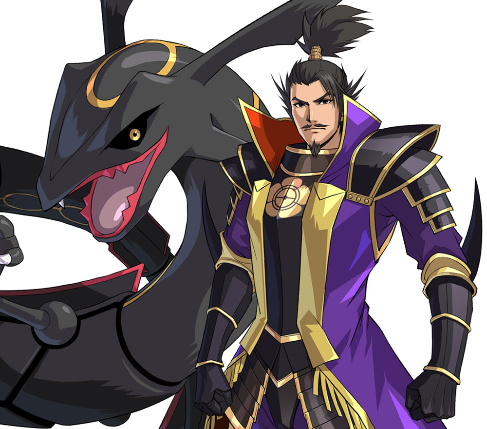 Nobunaga & Black Rayquaza Art from Pokémon Conquest