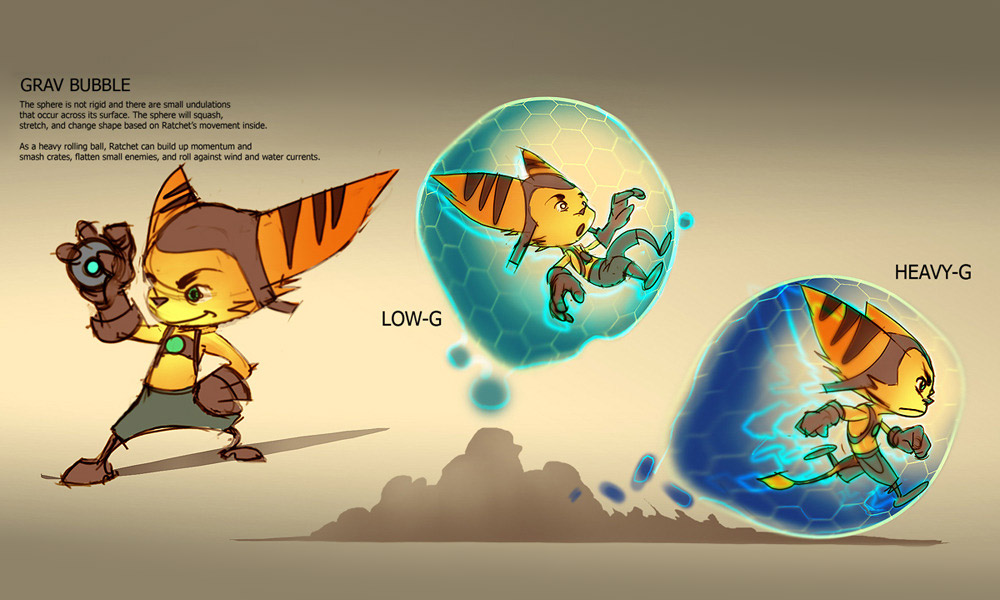 Grav Bubble Concept Art from Ratchet & Clank Future: A Crack in Time