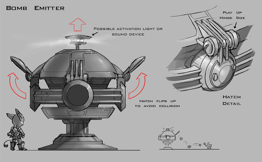 Valkyrie Bomb Emitter Art from Ratchet & Clank Future: A Crack in Time