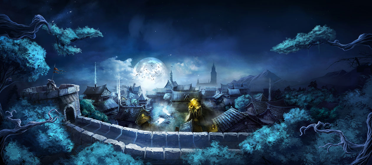 Town at Night Art from Trine 2