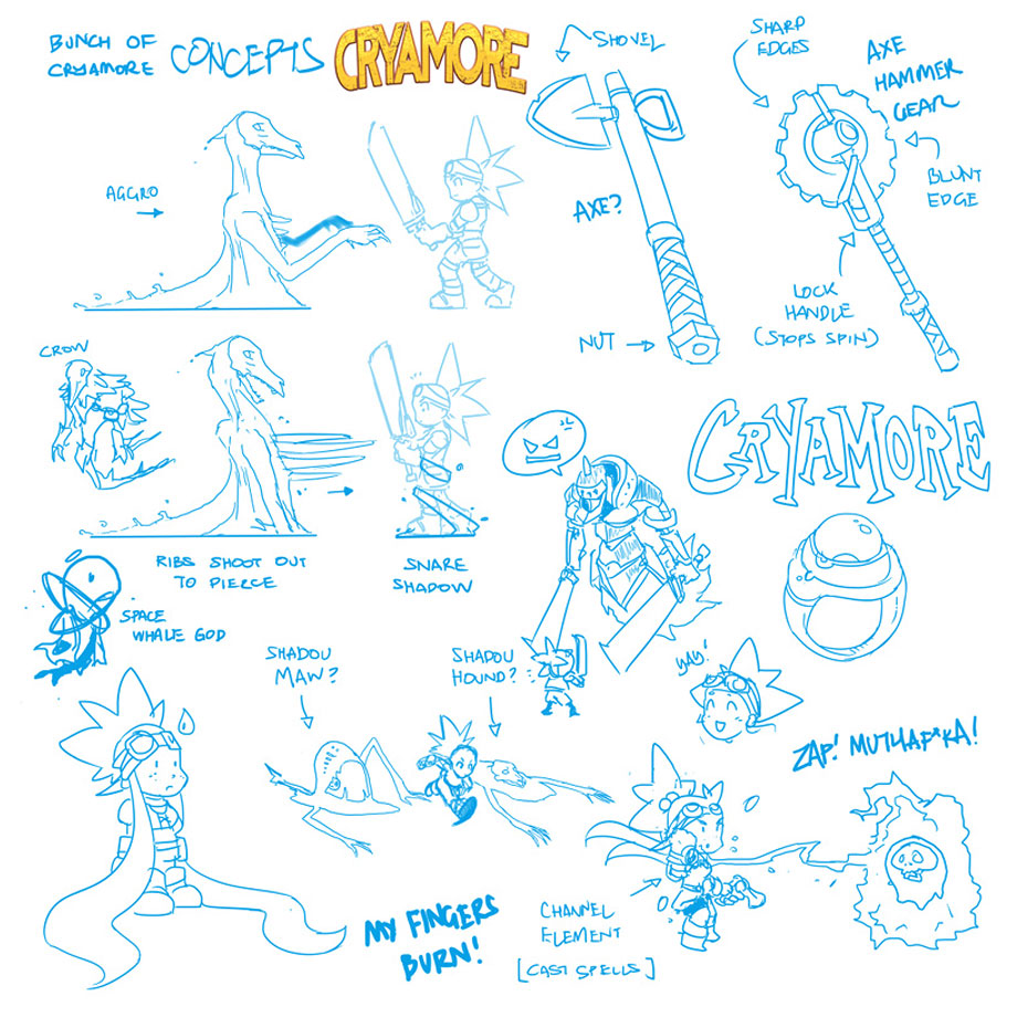 Monster & Item Sketches from Cryamore