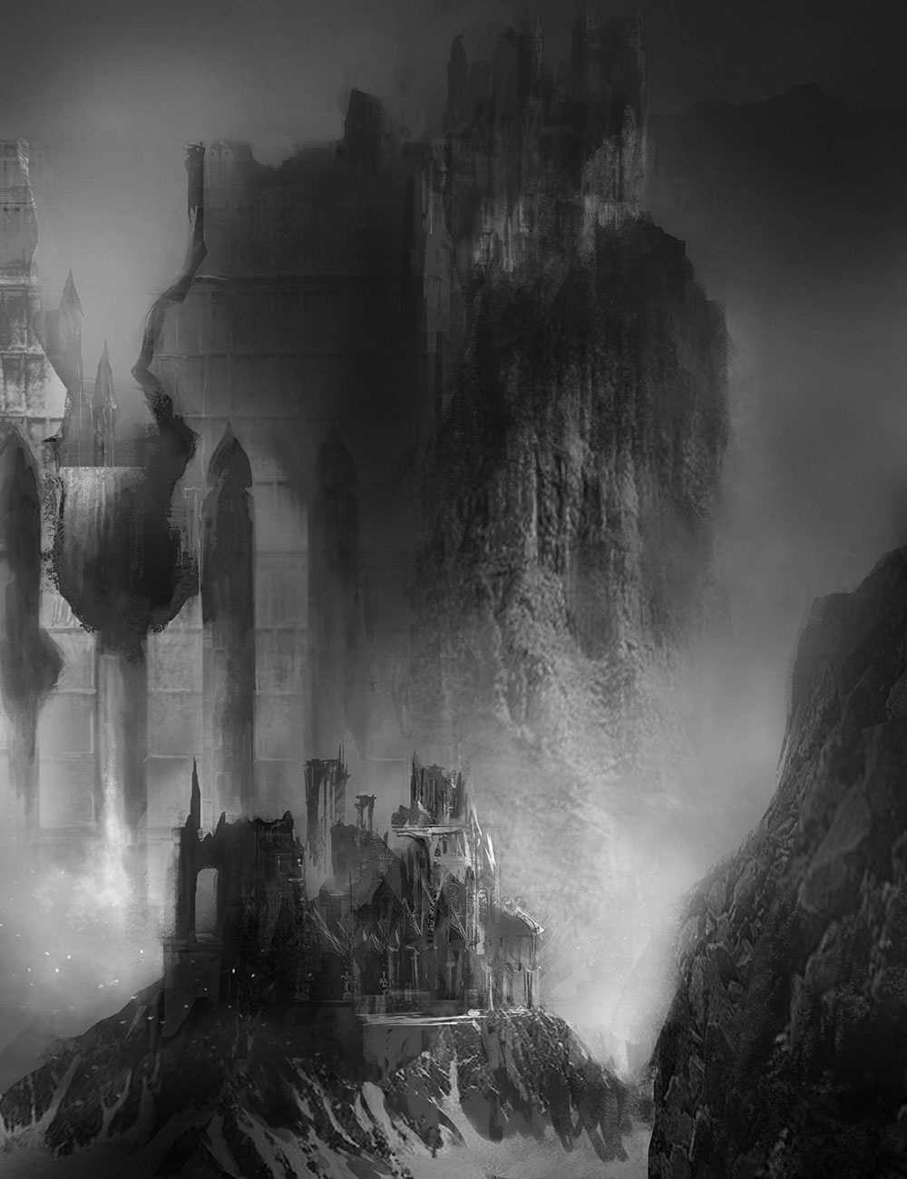 Cliff Kingdom in Ruin Art from Dark Souls II