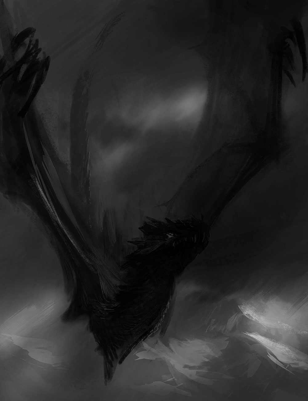 Dragon in Flight Art from Dark Souls II