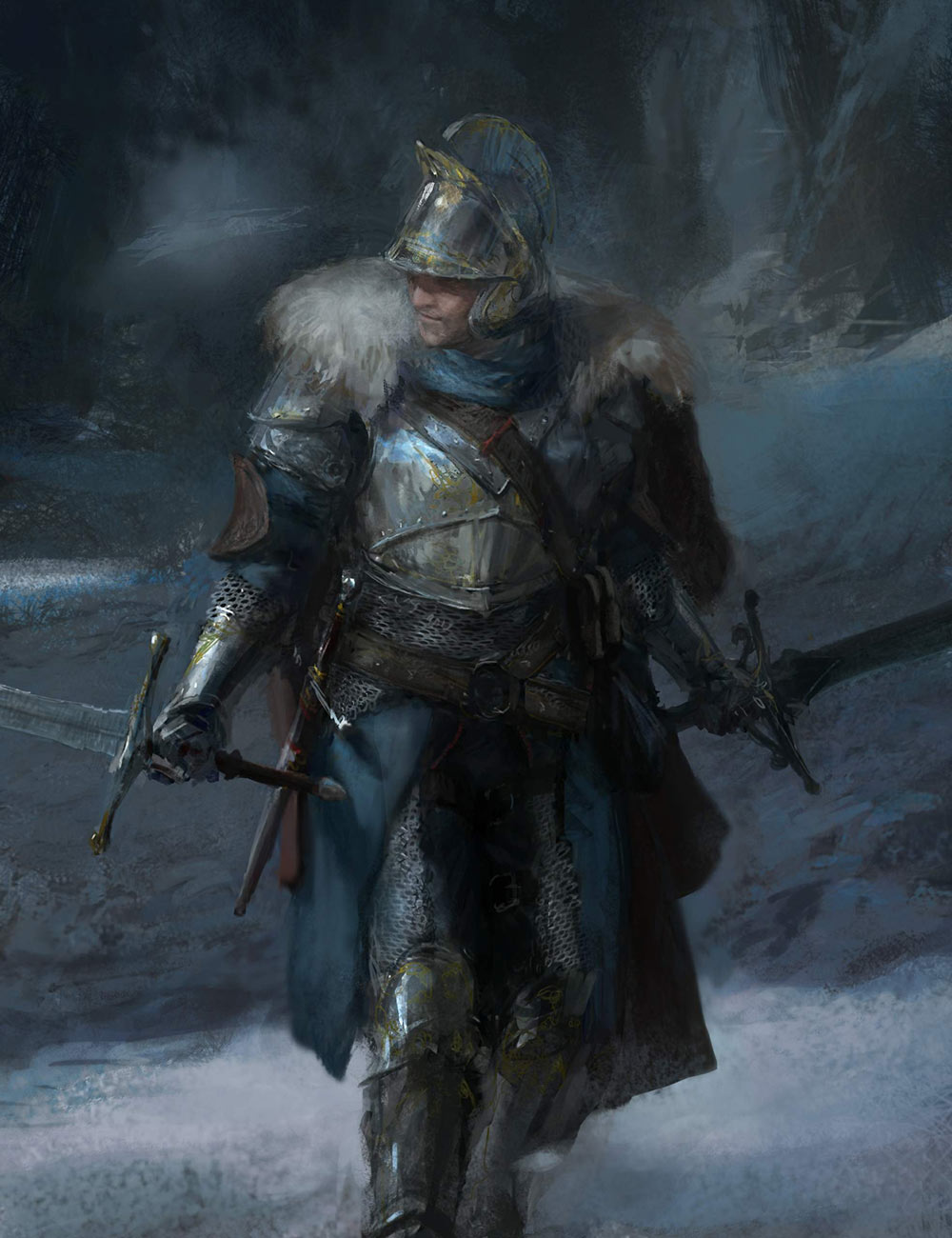Fur-adorned Armor Art from Dark Souls II