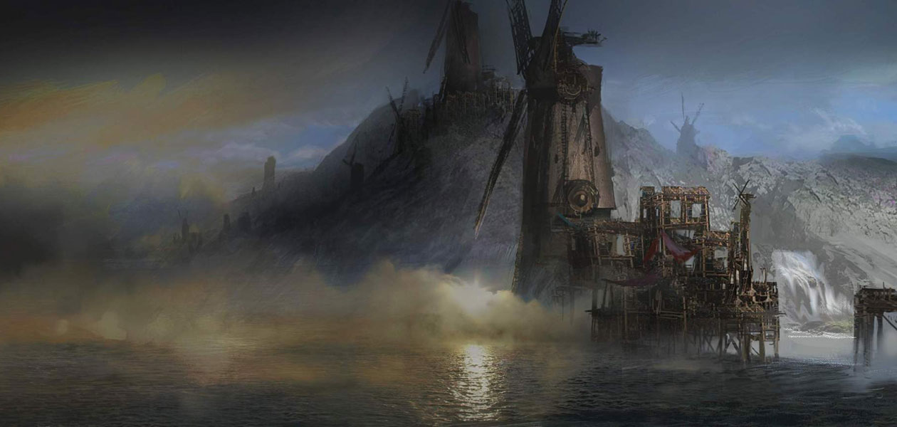 Windmills on Coast Art from Dark Souls II