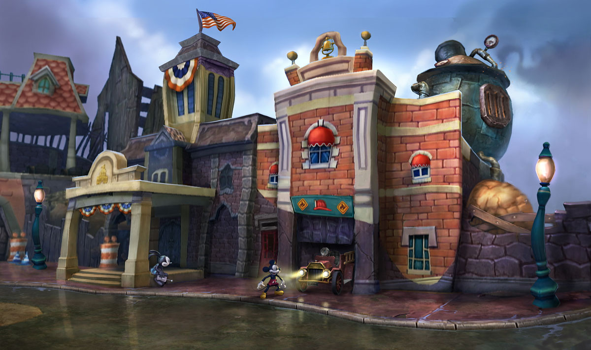 Mean Street Buildings Art from Epic Mickey 2: The Power of Two