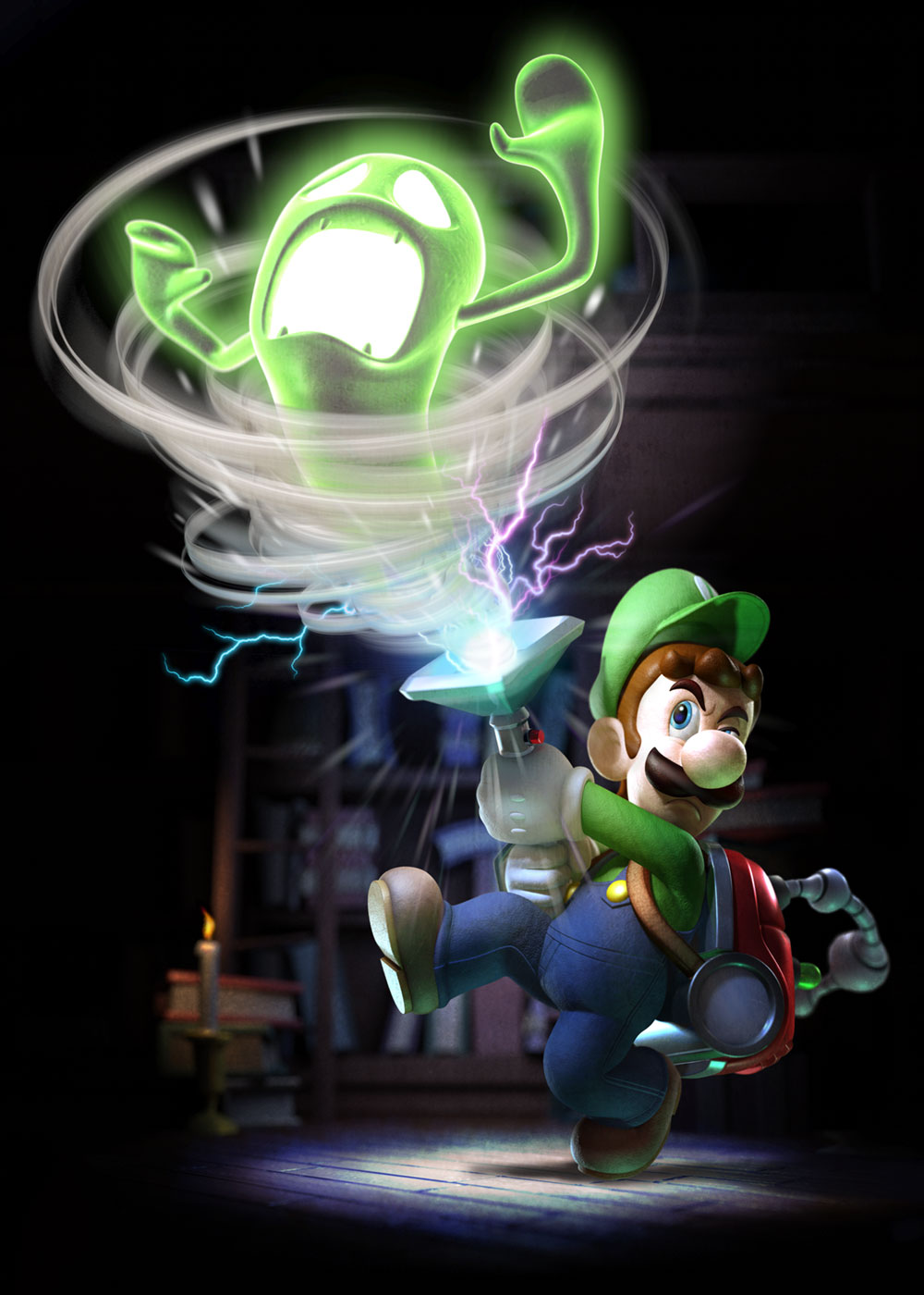 Luigi & Green Ghost Art from Luigi's Mansion: Dark Moon
