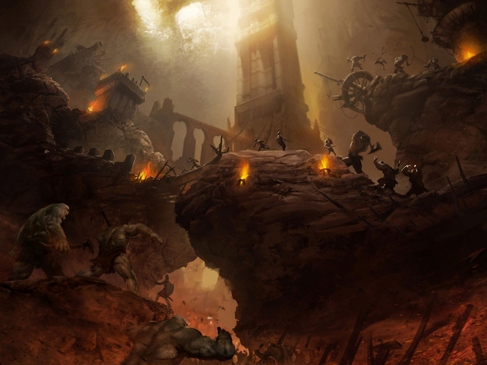 Orcs And Humans Battle Art from Of Orcs and Men