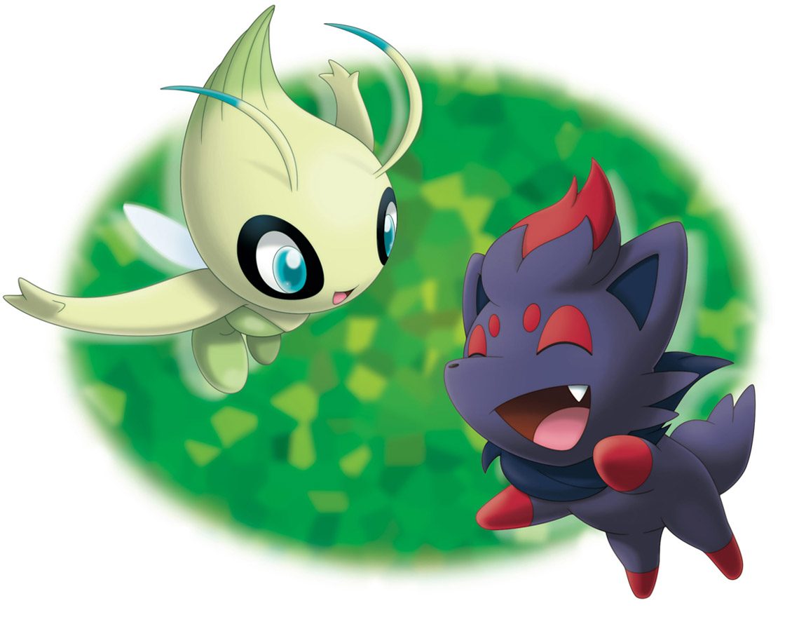Celebi & Zorua Art from Pok&eacute;mon Black and White