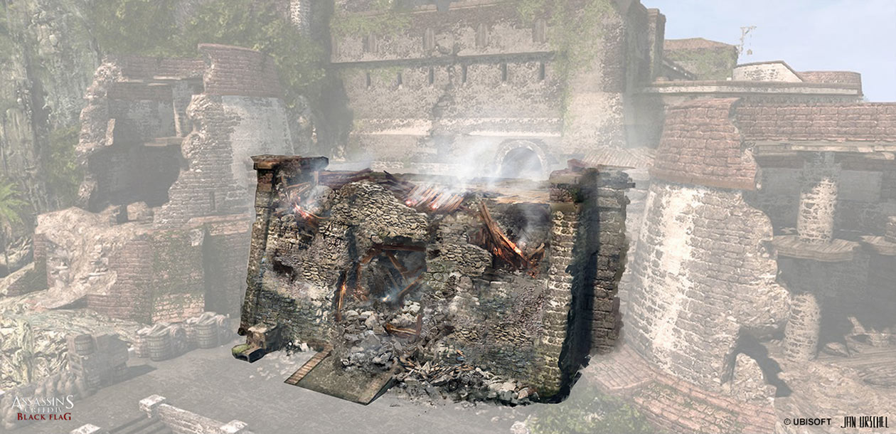 Fort Entrance Destruction Art from Assassin's Creed IV: Black Flag