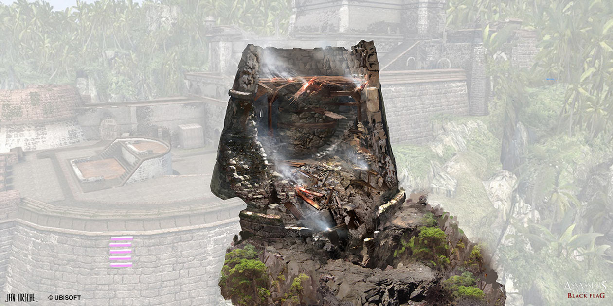 Fort Tower Destruction Art from Assassin's Creed IV: Black Flag