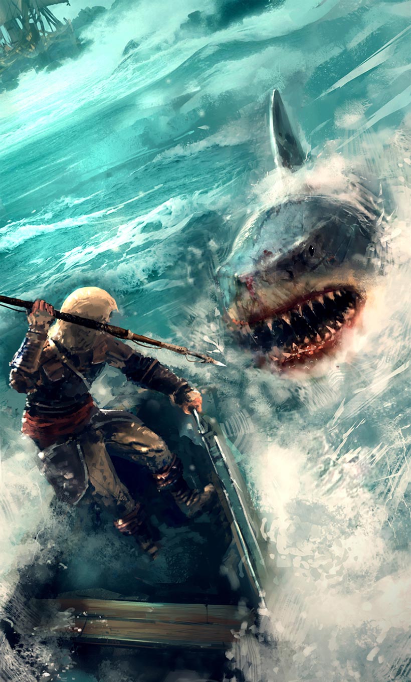 Shark Battle Art from Assassin's Creed IV: Black Flag