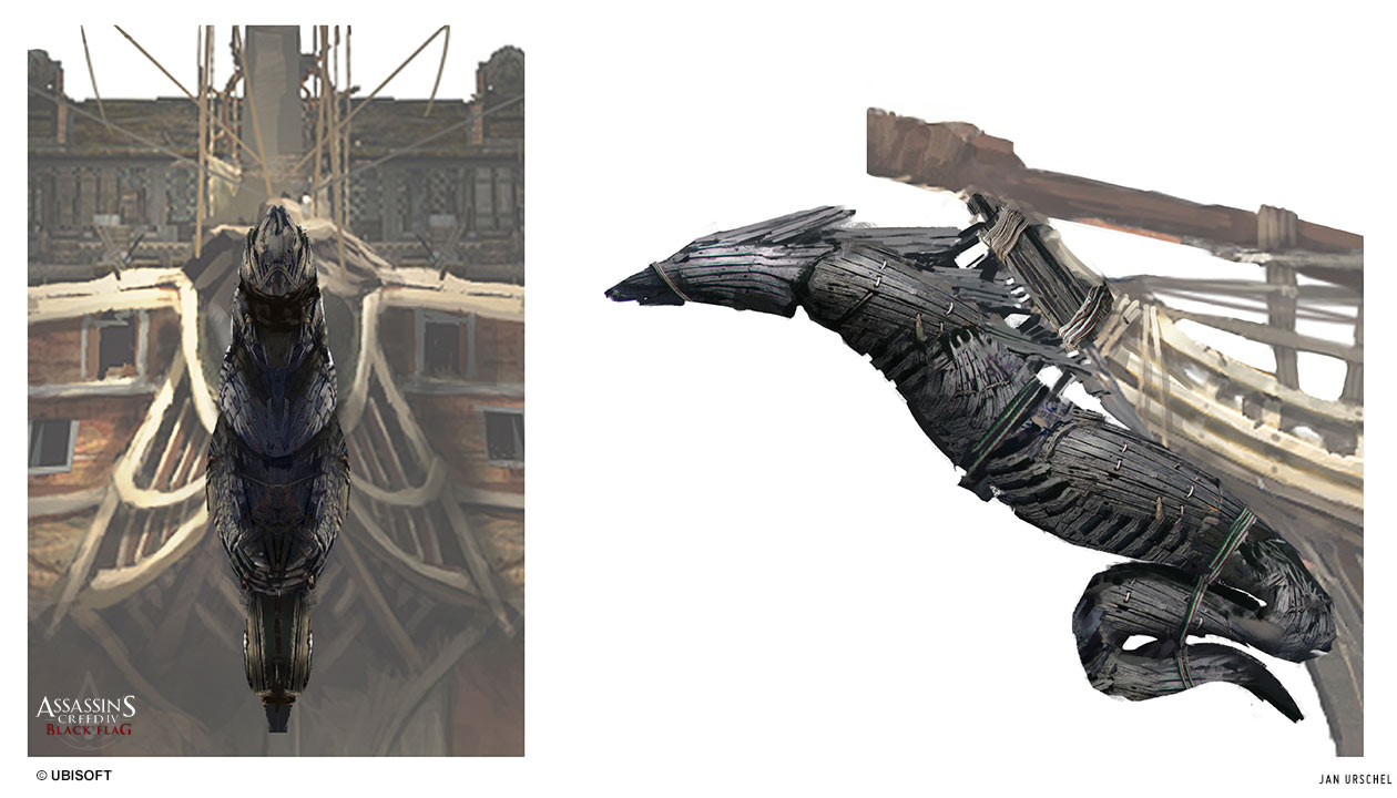 Jackdaw Sea Serpent Figurehead Art from Assassin's Creed IV: Black Flag