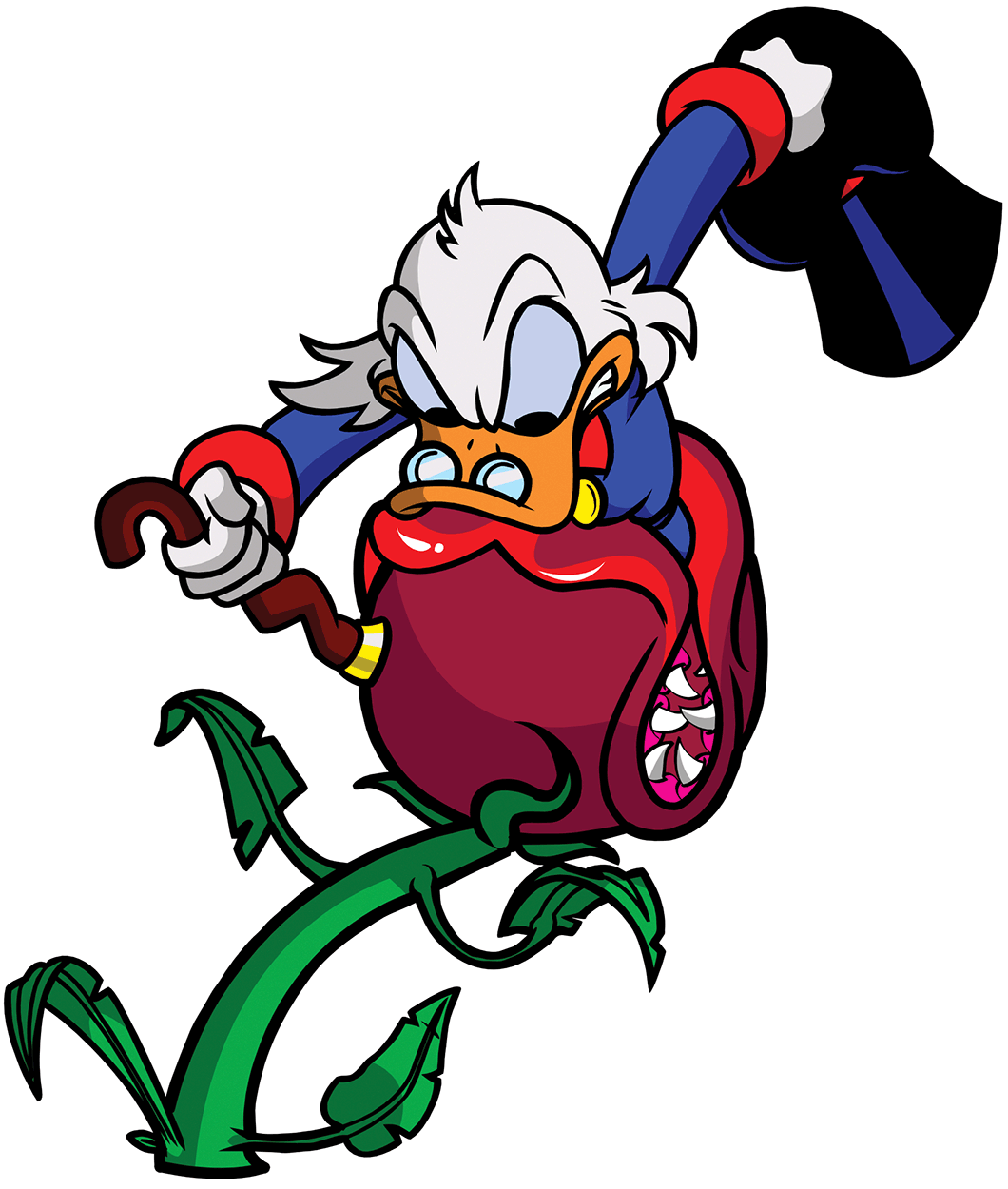 Scrooge Fighting Plant Art from DuckTales Remastered