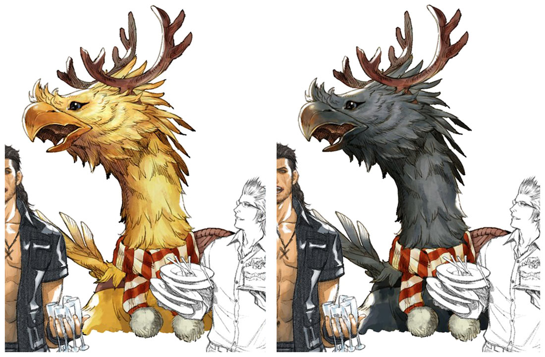 Christmas Chocobo Art from Final Fantasy XV
