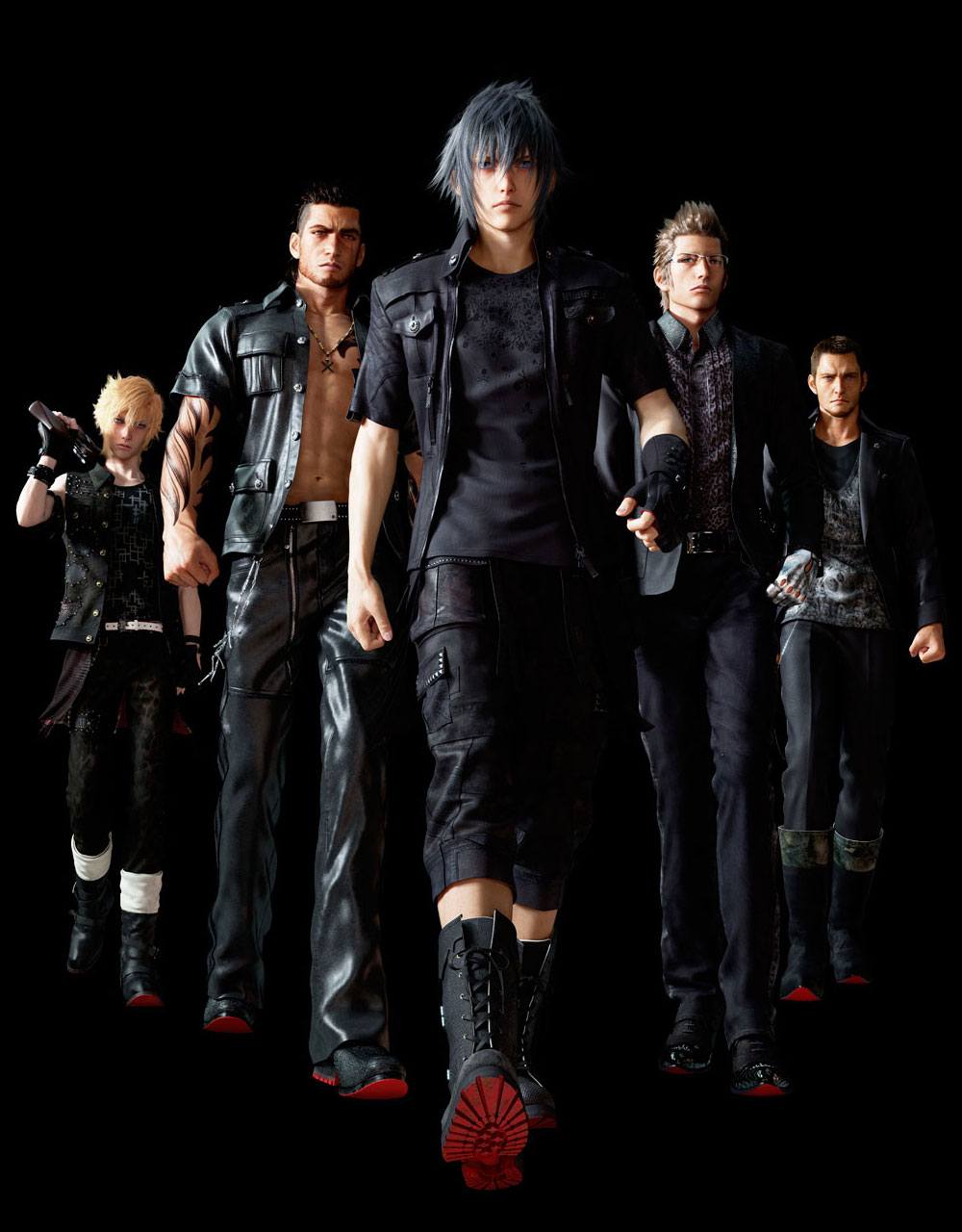Prompto, Gladiolus, Noctis, Ignis, & Cole Art from Final Fantasy XV