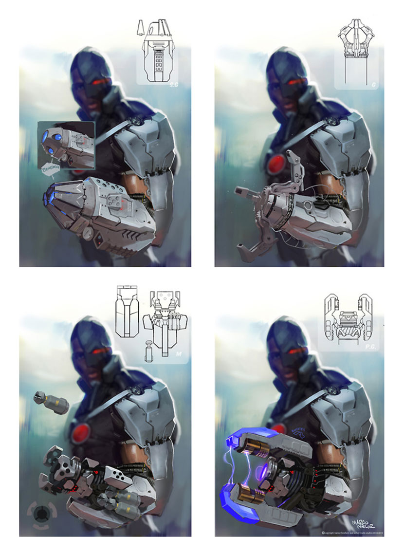 Cyborg Arm Concept Art from Injustice: Gods Among Us
