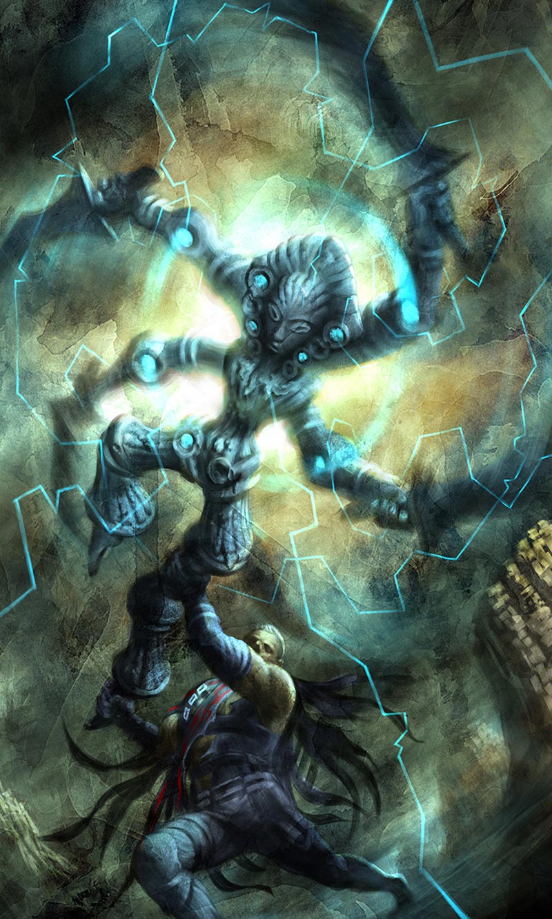 Raijin Statue Axe Art from Soul Sacrifice