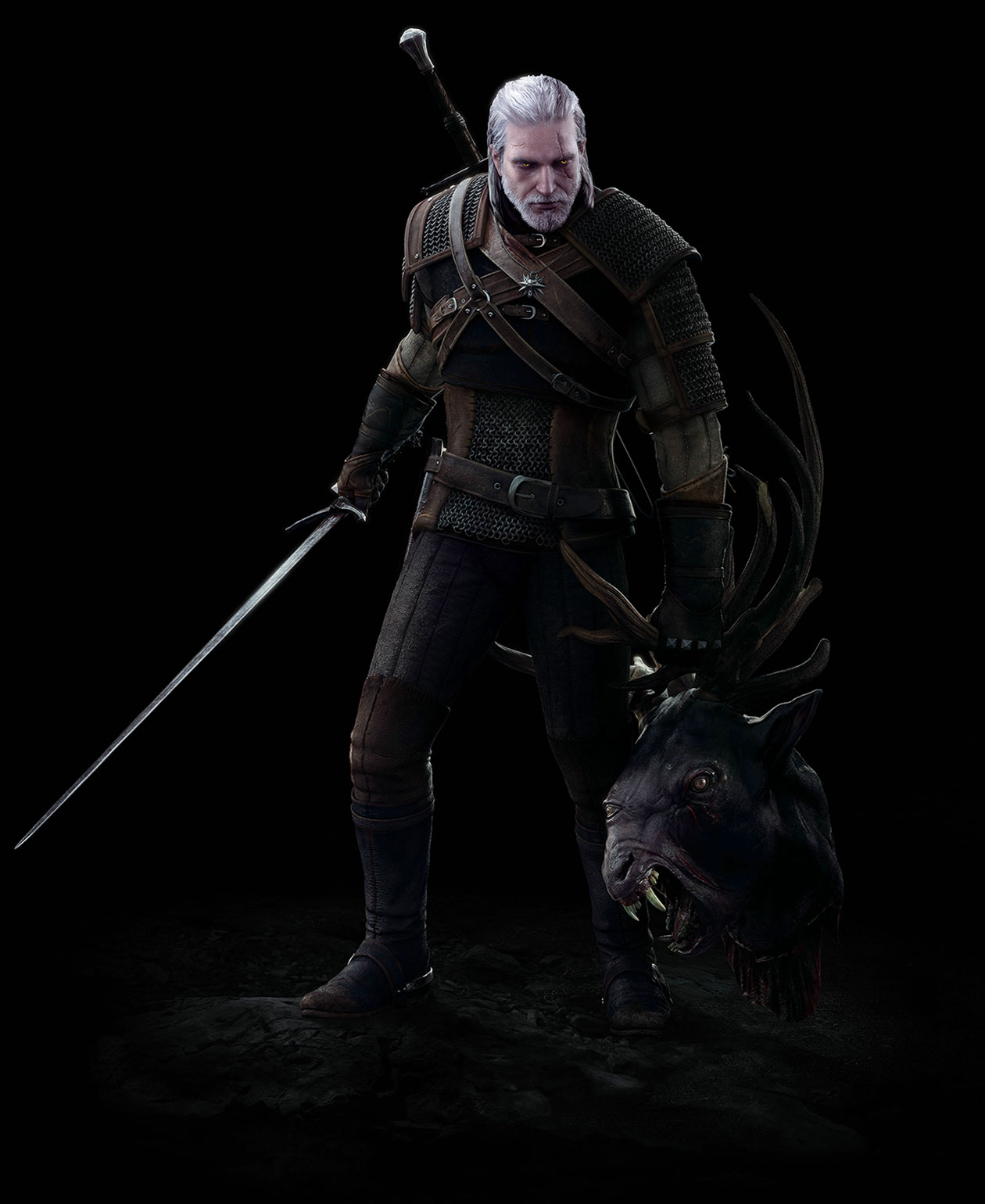 Geralt & Fiend Head Art from The Witcher 3: Wild Hunt