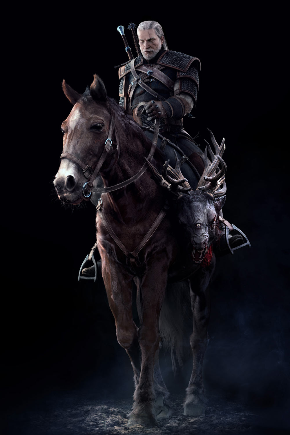 Geralt on Horse Art from The Witcher 3: Wild Hunt