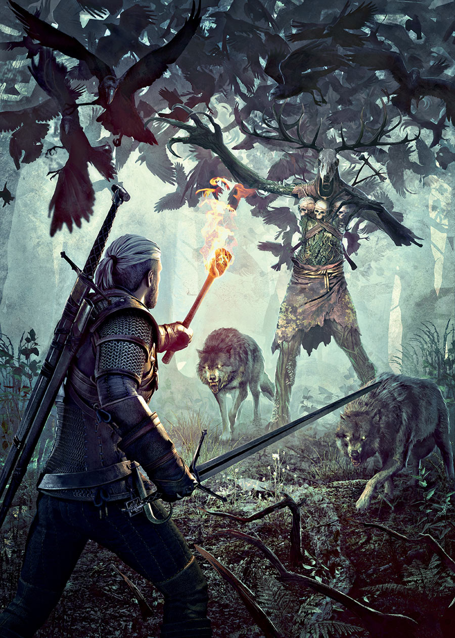 Geralt & Leshen Key Art from The Witcher 3: Wild Hunt