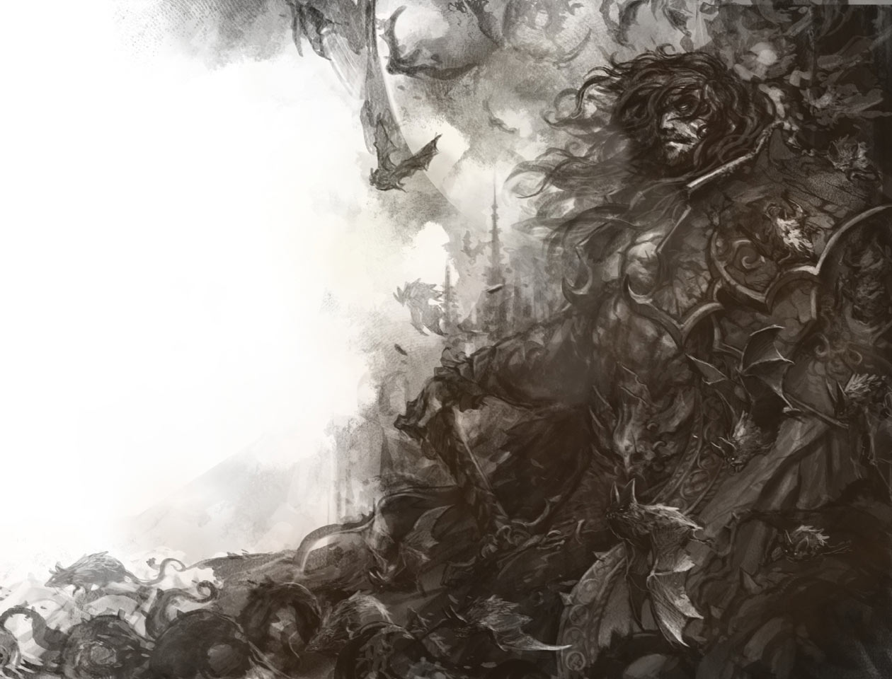 Dracula & Bats Illustration from Castlevania: Lords of Shadow 2