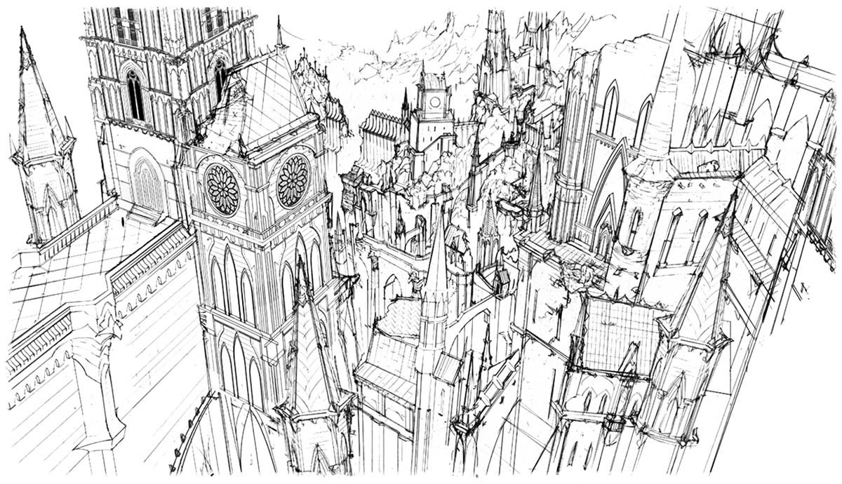 Dracula's Castle Siege Sketch from Castlevania: Lords of Shadow 2