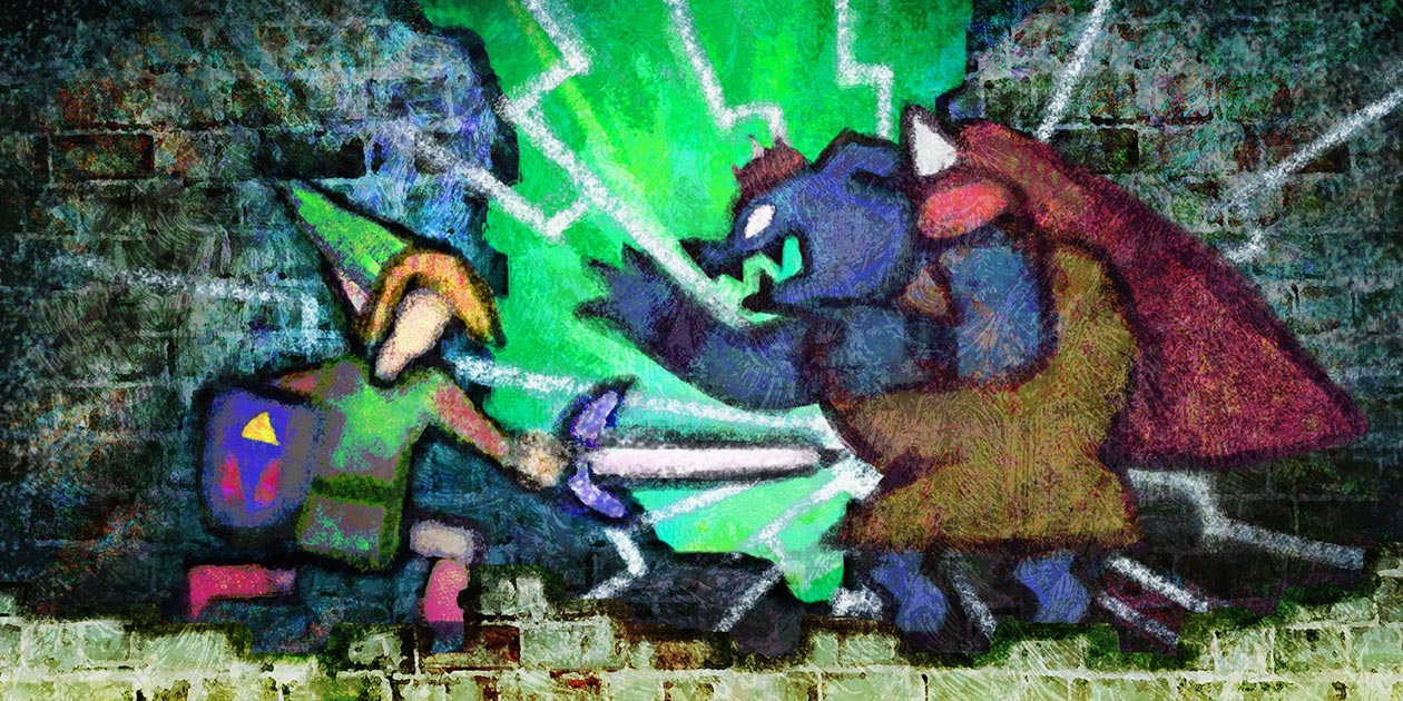 Link Fighting Ganon Art from The Legend of Zelda: A Link Between Worlds
