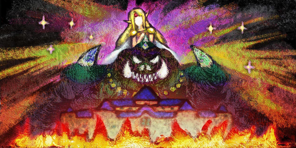 Zelda & Ganon Painting Art from The Legend of Zelda: A Link Between Worlds