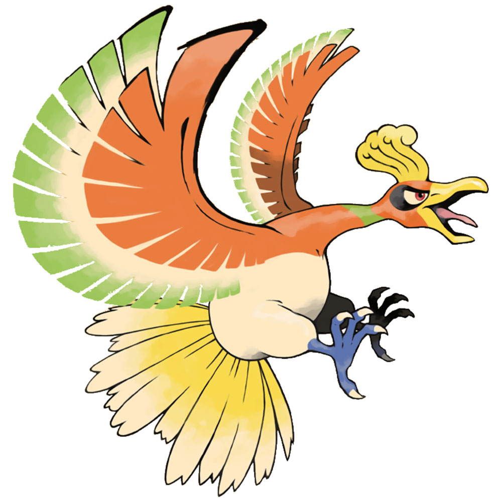 Ho-Oh Cover Art from Pokémon HeartGold and SoulSilver