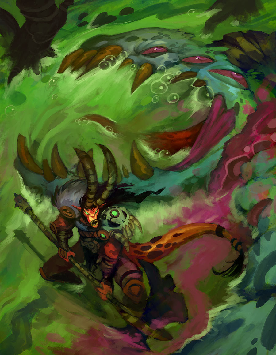 Draken Male in Combat Art from WildStar
