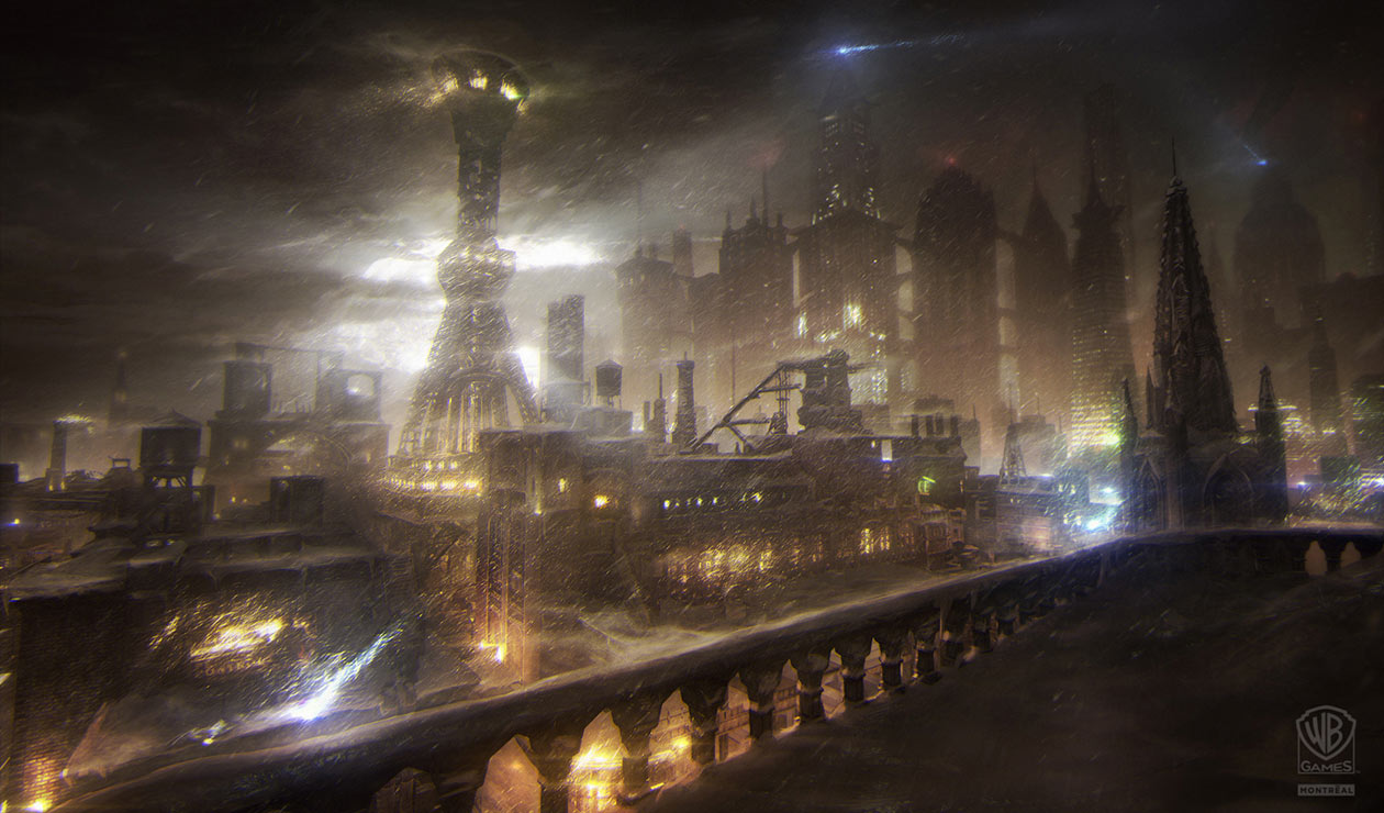 Gotham Snowstorm Art from Batman: Arkham Origins