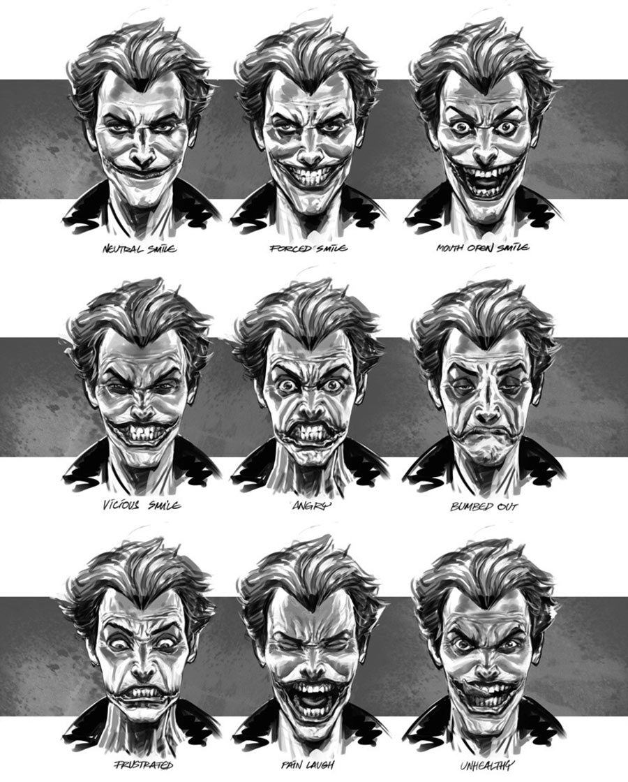 Joker Expressions Art from Batman: Arkham Origins